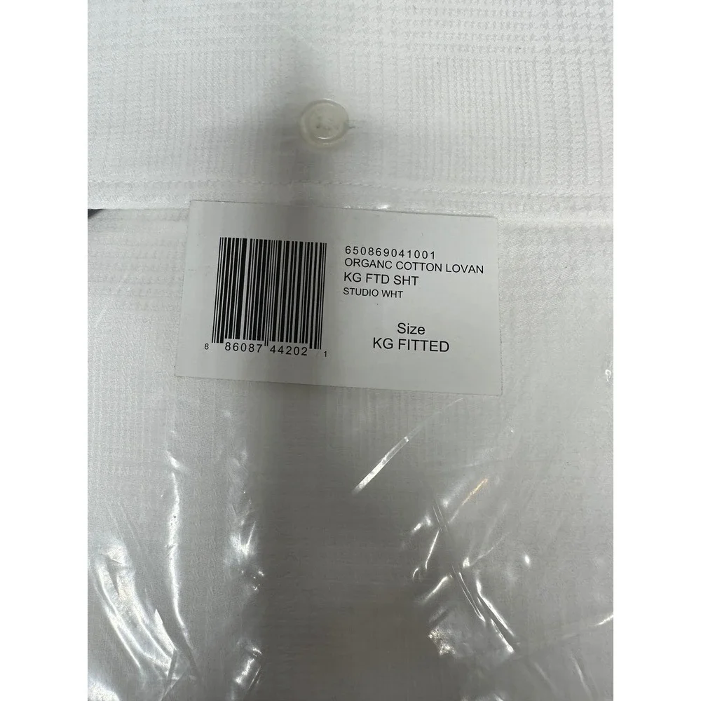 Ralph‎ Lauren Lovan Jacquard Organic Cotton King Fitted Sheet Studio White